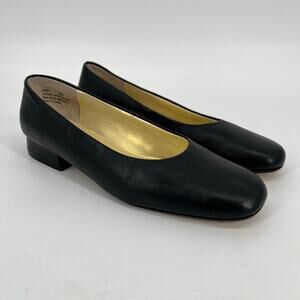 Bellini Amy Ballet Flat Women 10 B Smooth Black Leather High Vamp Blunt Toe